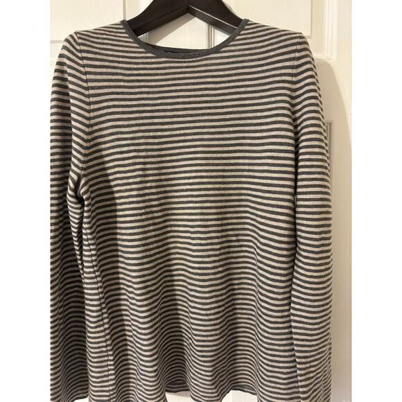 Eileen Fisher Italian yarn striped gray sweater sz petite large - Picture 2 of 8